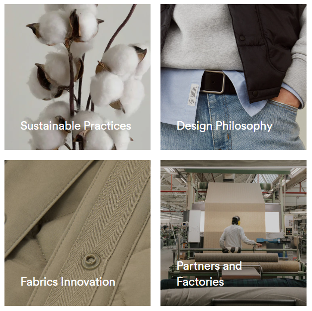 Sustainable Practices,Design Philosophy,Fabrics Innovation,Partners and Factories