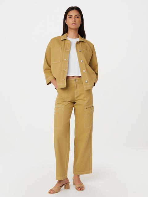 Frank And Oak The Annie Utility Loose Pant in Golden Beige New Arrival