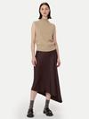 Frank And Oak The Asymmetrical Midi Skirt  in Dark Chocolate On Sale