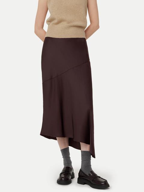 Frank And Oak The Asymmetrical Midi Skirt  in Dark Chocolate On Sale