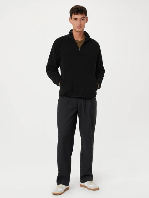 Frank And Oak The Axis Polar Fleece Half Zip in Black Same Day Delivery