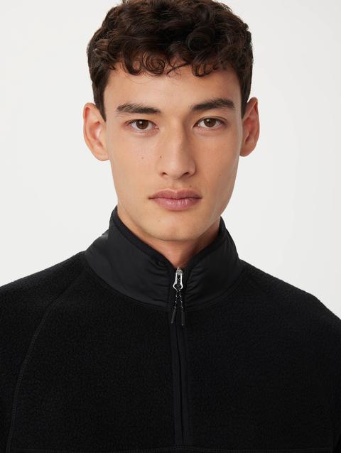 Frank And Oak The Axis Polar Fleece Half Zip in Black Same Day Delivery