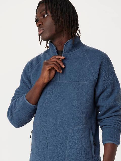 Frank And Oak The Axis Polar Fleece Half Zip in Vintage Indigo Best Price