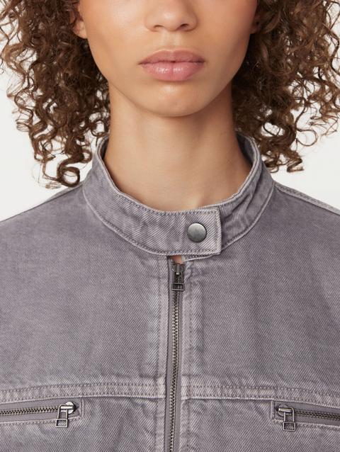 Frank And Oak The Biker Denim Jacket in Light Grey New Arrival