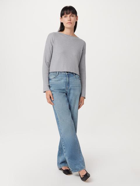 Frank And Oak The Boat Neck Cropped Sweater in Light Grey Same Day Delivery