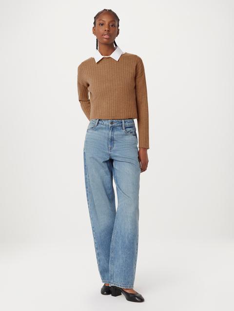 Frank And Oak The Boat Neck Cropped Sweater in Nutmeg High Quality