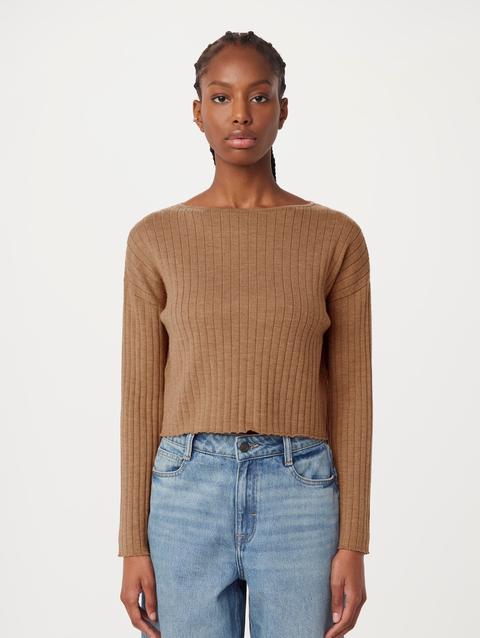 Frank And Oak The Boat Neck Cropped Sweater in Nutmeg High Quality