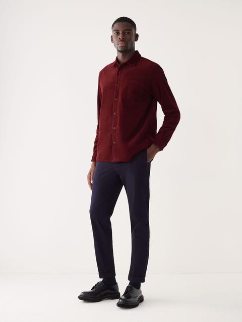 Frank And Oak The Boxy Corduroy Shirt in Wine Red On Sale