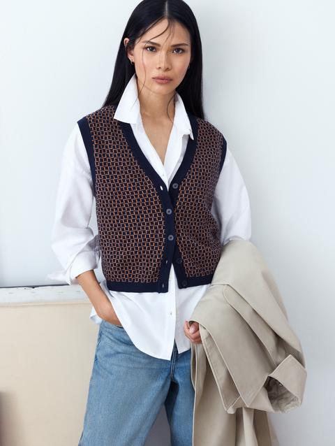 Frank And Oak The Button-Up Sweater Vest in Space Blue New Arrival