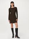 Frank And Oak The Buttoned Mini Dress in Brown Black Same Day Delivery