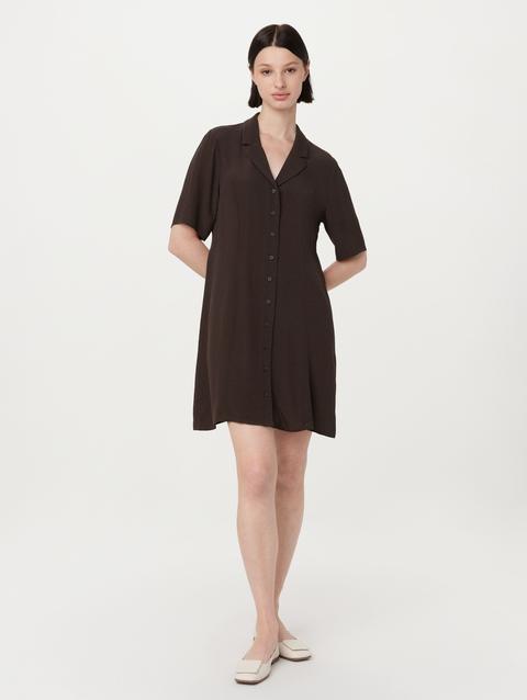 Frank And Oak The Camp Collar Dress in Dark Chocolate Best Buy