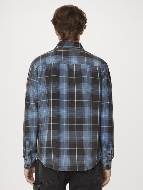 Frank And Oak The Check Flannel Shirt in Sapphire Blue On Sale