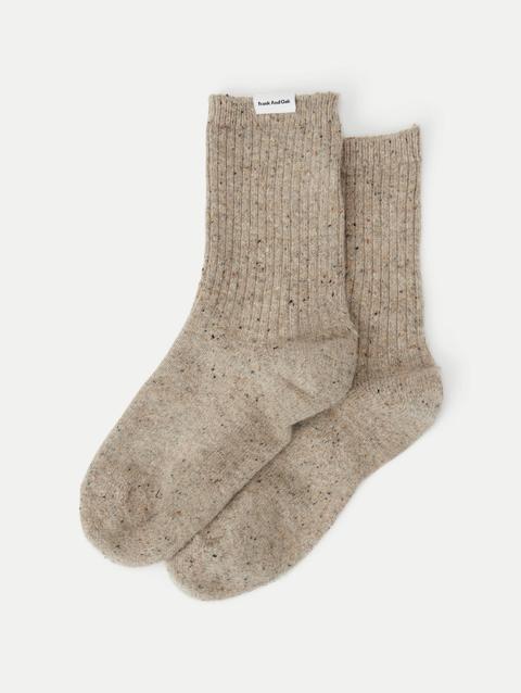 Frank And Oak The Chunky Donegal Winter Socks in Beige On Sale