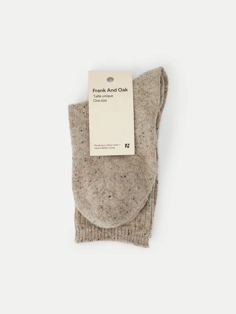 Frank And Oak The Chunky Donegal Winter Socks in Beige On Sale