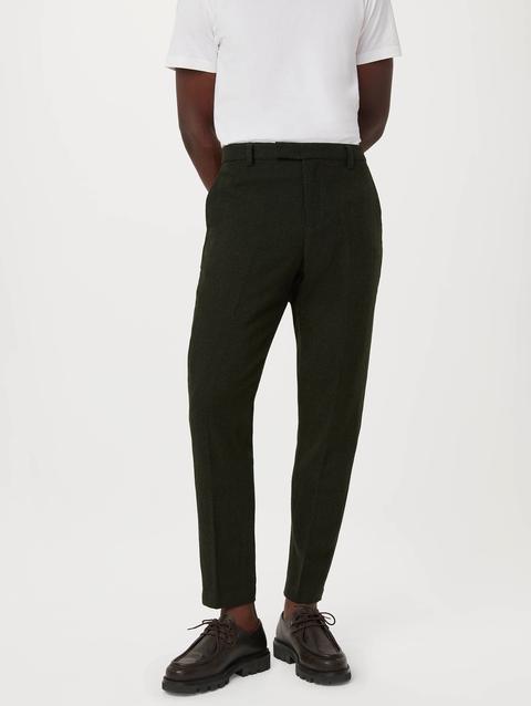 Frank And Oak The Colin Tapered Recycled Wool Pant in Dark Green On Sale