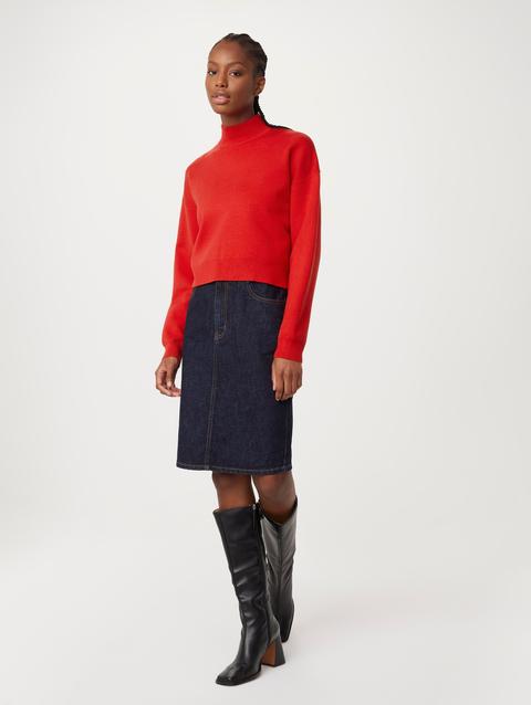 Frank And Oak The Compact Mockneck Sweater in Bright Red On Sale