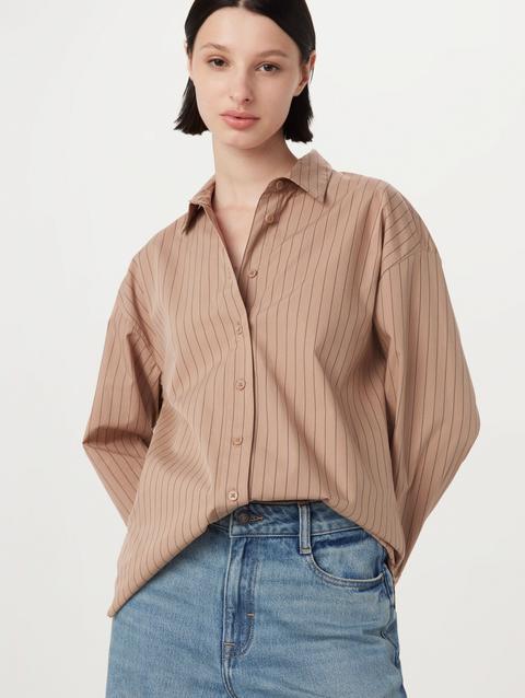 Frank And Oak The Crisp Poplin Shirt in Latte On Sale