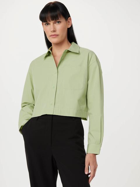 Frank And Oak The Cropped Poplin Shirt in Jade Green Best Seller