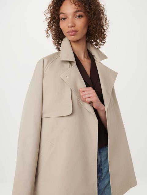 Frank And Oak The Cropped Trench Coat in Light Beige On Sale