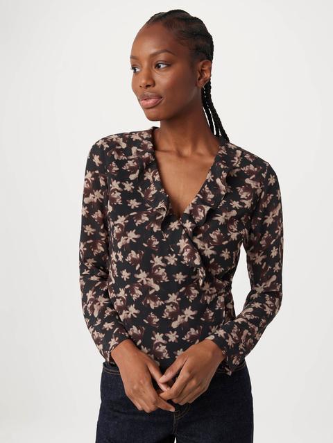 Frank And Oak The Crossover Blouse in Black On Sale