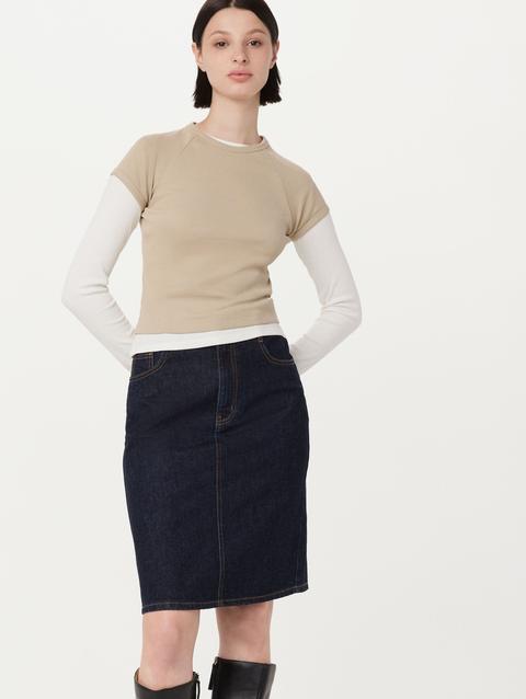 Frank And Oak The Denim Midi Skirt in Dark Wash Best Seller