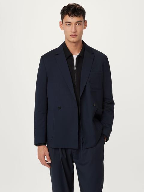 Frank And Oak The Double Breasted Jacket  in Deep Blue On Sale