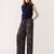 Frank And Oak The Emma Printed Satin Pant in Dark Blue Same Day Delivery