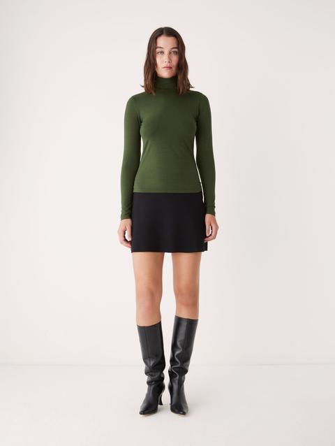 Frank And Oak The Essential Long Sleeve Mockneck in Kombu Green For Sale