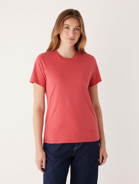 Frank And Oak The Essential T-Shirt in Hibiscus Red For Sale