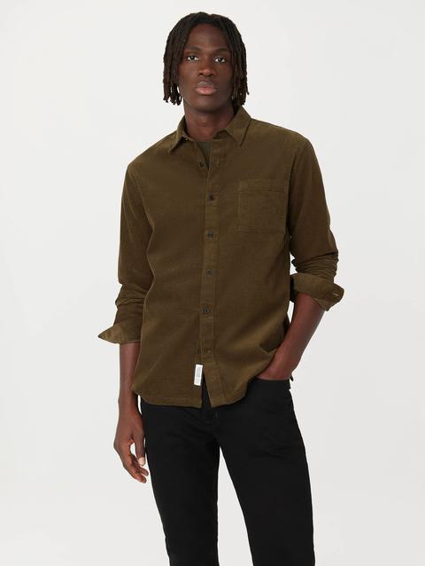 Frank And Oak The Fine Corduroy Shirt in Tuscany Green For Sale