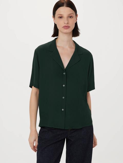 Frank And Oak The Fluid Camp Collar Blouse in Pine Grove Same Day Delivery