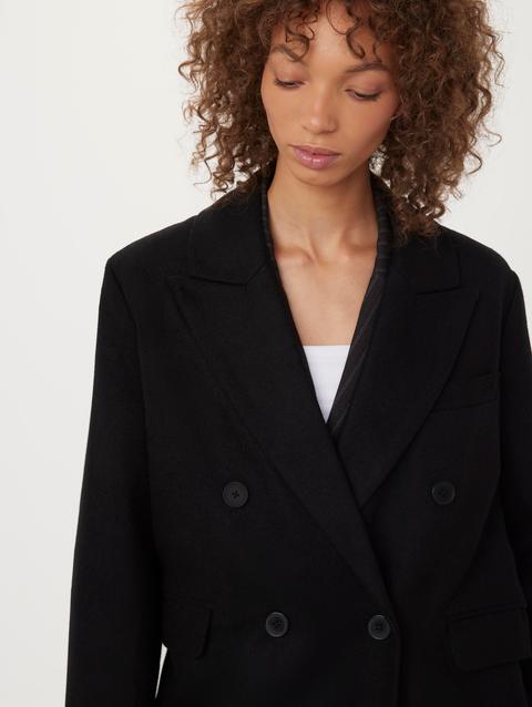 Frank And Oak The Frances Recycled Wool Topcoat in Black Same Day Delivery