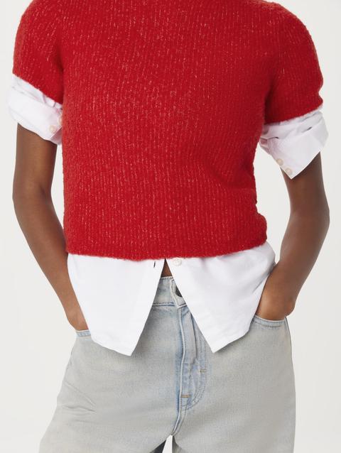 Frank And Oak The Fuzzy Shrunken Sweater in Bright Red New Arrival