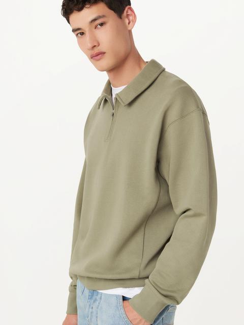 Frank And Oak The Half Zip Sweatshirt in Vetiver Green Best Buy