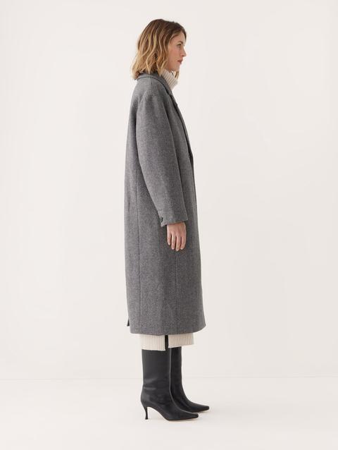 Frank And Oak The Herringbone Recycled Wool Coat in Black New Arrival