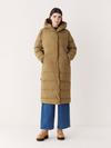 Frank And Oak The Highland Long Puffer Coat in Amber Brown New Arrival