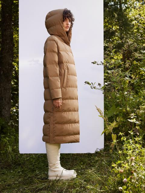 Frank And Oak The Highland Long Puffer Coat in Amber Brown New Arrival