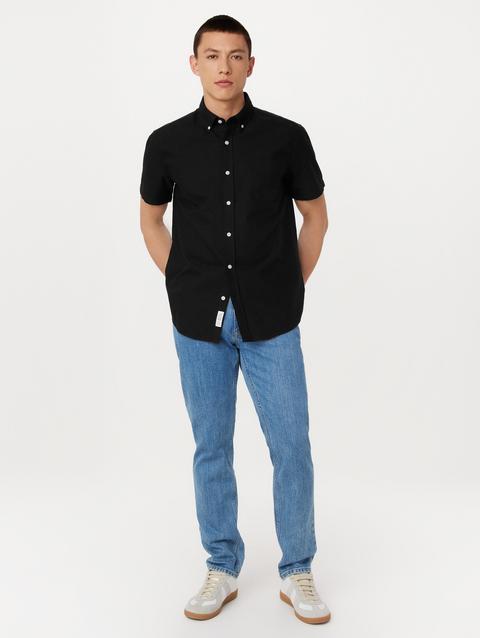 Frank And Oak The Jasper Short Sleeve Oxford Shirt in Black New Arrival