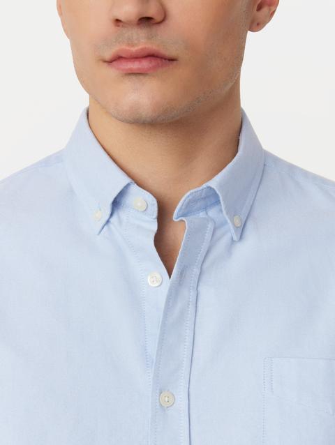 Frank And Oak The Jasper Short Sleeve Oxford Shirt in Medium Blue Best Seller