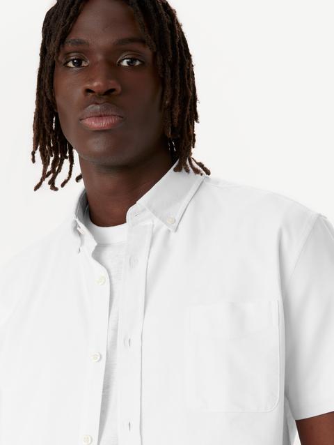 Frank And Oak The Jasper Short Sleeve Oxford Shirt in White On Sale