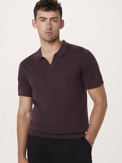 Frank And Oak The Johnny Collar Merino Polo in Purple Same Day Delivery