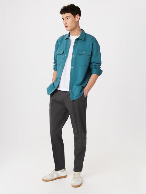 Frank And Oak The Jordan French Terry Overshirt in Mallard Blue New Arrival