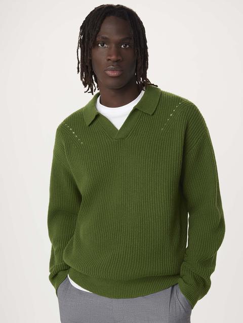 Frank And Oak The Lambswool Johnny Collar Sweater in Green Best Price