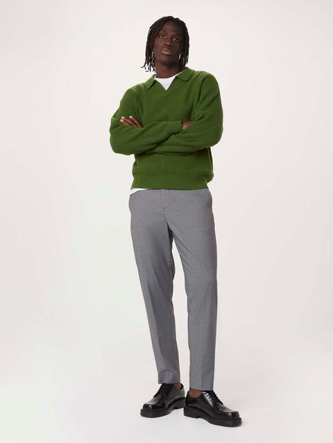 Frank And Oak The Lambswool Johnny Collar Sweater in Green Best Price