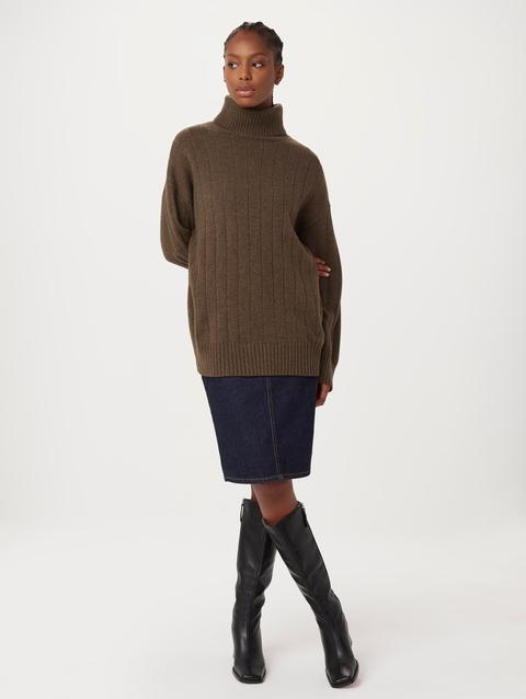 Frank And Oak The Lambswool Turtleneck Sweater in Chocolate Brown High Quality