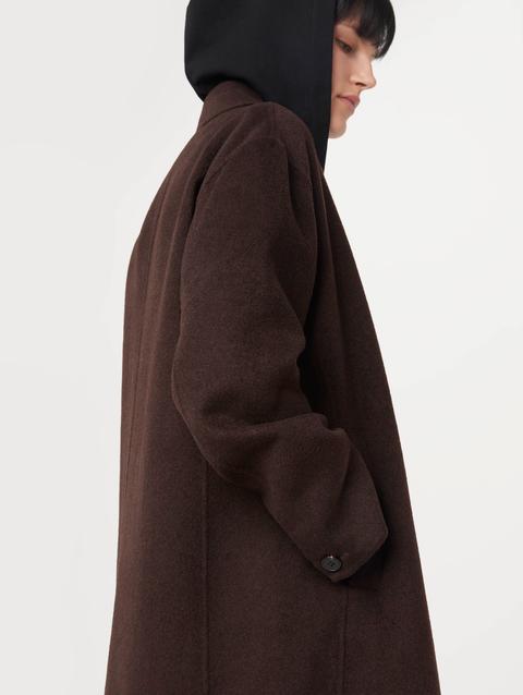 Frank And Oak The Margaret Recycled Wool Topcoat in Dark Chocolate New Arrival