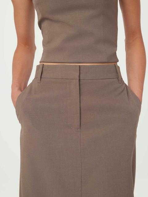 Frank And Oak The Maxi Pencil Skirt in Dark Taupe Best Buy