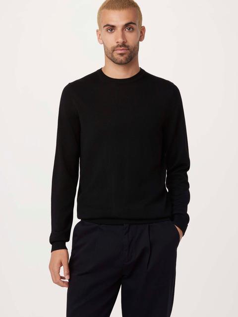 Frank And Oak The Merino Crewneck Sweater in Black New Arrival