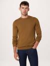 Frank And Oak The Merino Crewneck Sweater in Caramel On Sale