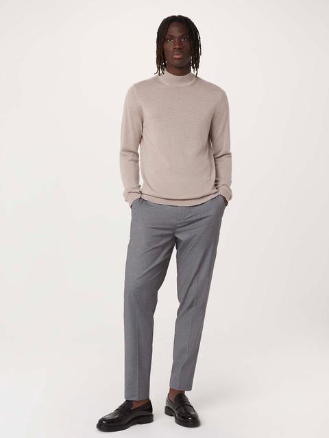 Frank And Oak The Merino Mock Neck Sweater in Light Beige On Sale